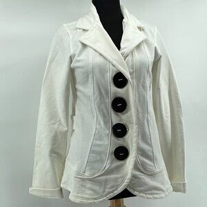 𝅺neon Buddha 100 % cotton blazer unique wood button detail career yoga comfort